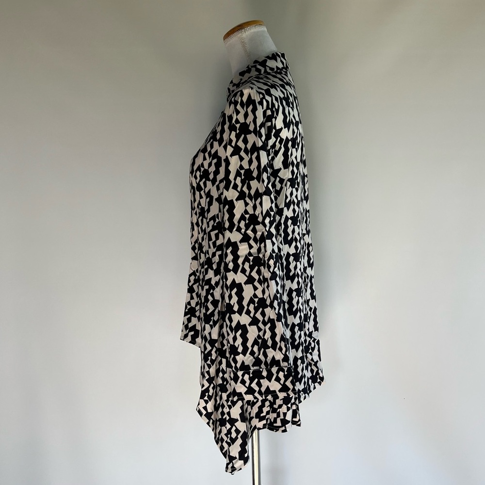Ale Italian Made Asymmetrical Hem Button Down Top - sz M - Picture 2 of 6